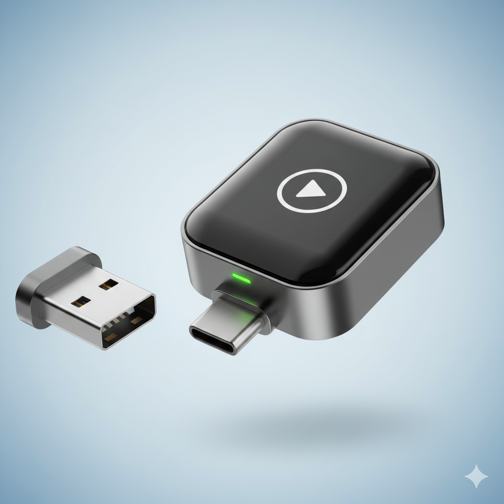 Adaptador Wireless CarPlay & Android Auto – Plug & Play em Segundos
