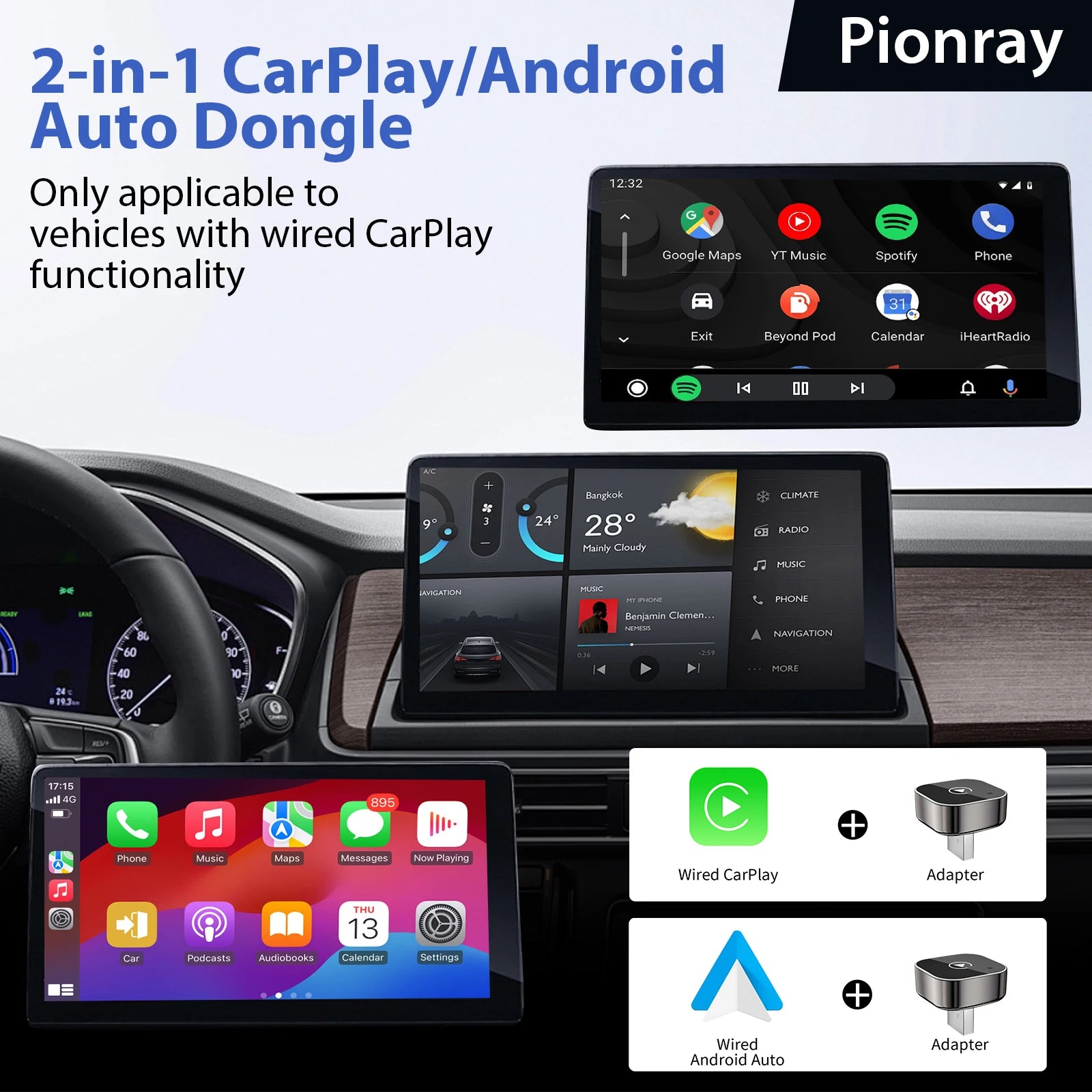 Adaptador Wireless CarPlay & Android Auto – Plug & Play em Segundos