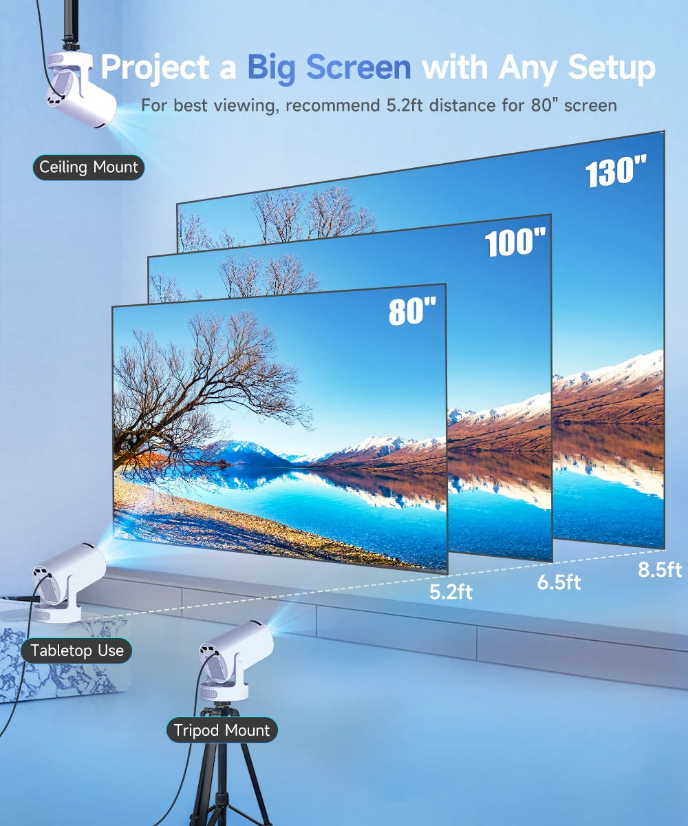 Projetor Portátil 4K HY300 Pro+ Android 11 – 290ANSI, WiFi 6, Bluetooth 5.4, 5W HiFi